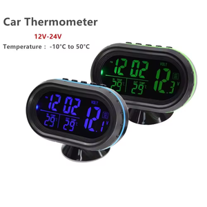 Thermomètre de <span class=keywords><strong>voiture</strong></span> 12V-24V à prix d'usine, alerte de gel, affichage double température, testeur de tension de batterie de <span class=keywords><strong>voiture</strong></span>, voltmètre, <span class=keywords><strong>horloge</strong></span> - Product Image 1