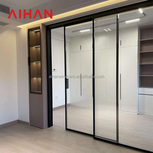 <span class=keywords><strong>Porte</strong></span> <span class=keywords><strong>coulissante</strong></span> ultra-étroite <span class=keywords><strong>en</strong></span> aluminium sans <span class=keywords><strong>rail</strong></span> inférieur, <span class=keywords><strong>double</strong></span> vitrage <span class=keywords><strong>en</strong></span> <span class=keywords><strong>verre</strong></span> trempé, triple liaison de rails <span class=keywords><strong>pour</strong></span> salon et chambre à coucher - Product Image 2