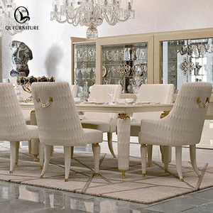 Sedia da Pranzo Moderna di Lusso Italiana Personalizzata con Telaio in Legno Massello, Schienale Alto, Pelle Bianca e Gambe in Metallo <span class=keywords><strong>per</strong></span> Casa, Ufficio e Appartamento - Product Image 1