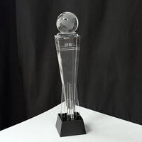 Trophée globe en cristal transparent personnalisé, gravé et imprimé UV, cadeau d'affaires, trophée globe en cristal, récompenses