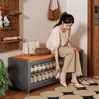 Meuble à chaussures moderne minimaliste en acier avec siège intégré, portable, étanche et anti-poussière, pour salon