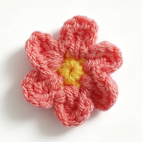 Vente en gros de mini fleurs décoratives en coton crochetées à la main pour la Saint-Valentin, pour sacs, vêtements
