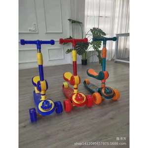 Childrens Foldable 3 In 1 Scooter With Music Tricycle For Kids Age 3 6 Years Blue Yellow Color Mix Height Adjustable - Product Image 4