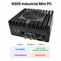 Mini PC industriel Intel I3 N305 avec ventilateur DC12V 15W TDP 1*VGA+2*RJ45 RS232COM+1*intel I226-V LAN+1*+ 4*USB3.0