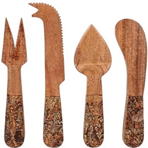 Ensemble d'ustensiles à fromage en bois, 4 pièces, lavage à la main uniquement, outils de service alimentaires - Product Image 1