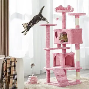 Easy Assemble Durable Multi-Level Wood Sisal Cat Tree House Condo Large Cat Tree