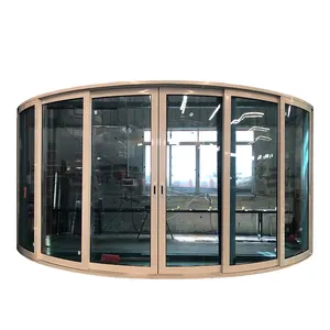 Commercial exterior slide curved security glass tempered aluminium sliding door curved sliding door