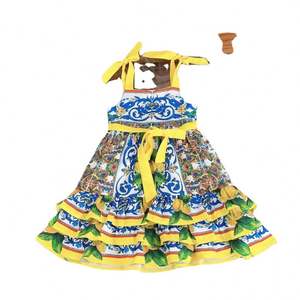 Vestido de Verano de Lujo para Niñas, Diseño Exclusivo, Estampado, Estilo Halter, Vestido Infantil de Princesa - Product Image 1