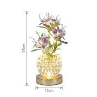 Lampe de nuit en verre LED à fleur artificielle, à luminosité réglable par contact, lumière blanche chaude, idéale pour la décoration ou comme cadeau
