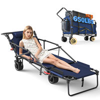 Chariot de camping tout-terrain robuste 2 en 1 pliable et polyvalent, chariot à main robuste pour l'extérieur