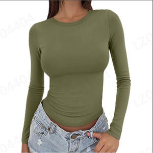 Canal Y2K Fashion Womens top a maniche lunghe girocollo Casual autunno che esce magliette Basic - Product Image 4