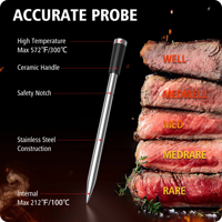 Thermomètre alimentaire intelligent sans fil Bluetooth à double sonde en métal avec une portée de transmission de 500 pieds pour la cuisson au barbecue et la cuisine