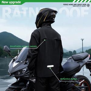 Conjunto Imperméable Unisexe Chaqueta Y Pantalon Con Capucha Ropa De Lluvia Reflectante Transpirable Para <span class=keywords><strong>Moto</strong></span> Y Trabajo - Product Image 2