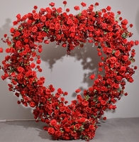 Arche de fleurs en soie en forme de cœur, rose rouge, décorations géantes personnalisées pour mariage, fête des mères et Noël