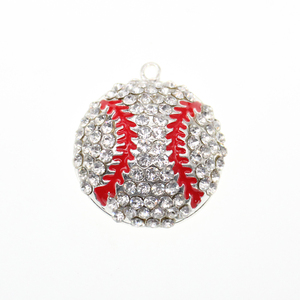 Breloques de baseball en émail, <span class=keywords><strong>strass</strong></span> jaune et argent, <span class=keywords><strong>pendentif</strong></span> pour les amoureux de la <span class=keywords><strong>boule</strong></span>, livraison gratuite, pièces - Product Image 2