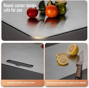 100% <span class=keywords><strong>planche</strong></span> à découper en titane planches à découper avec poignée <span class=keywords><strong>planche</strong></span> de charcuterie réversible pour la maison comptoir extérieur - Product Image 4