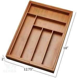 Étui à couverts ménager avec 8 sections organisateur de plateau à couverts porte-couverts en bambou écologique - Product Image 1