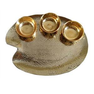 Juego de Vajilla de Aluminio Martillado Ecológico con Incrustaciones Doradas, 5 Piezas, con 3 Tazones, para Uso en el Hogar, Hoteles, Restaurantes y Fiestas - Product Image 1