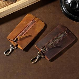 Étui à clés de voiture en cuir véritable de style rétro Crazy Horse de haute qualité, porte-clés portable unisexe - Product Image 6