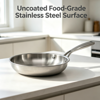 Poêle à frire et wok en acier inoxydable 3 couches de qualité supérieure, finition miroir non revêtue, compatible induction pour cuisine