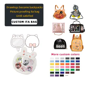 Waterproof Cute Women Girls kawaii custom itabag PU Leather Clear Pin Display School Cosplay Backpack Custom ITA Bag