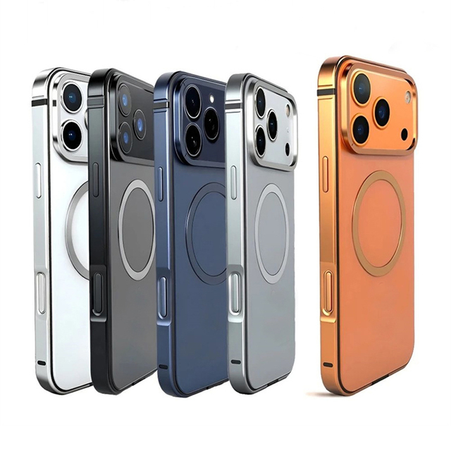 For iPhone 17 Pro Max 17Air Original Orange Metal Titanium Matte Case Magnetic Wireless Charge Alloy Frame Shockproof Cover