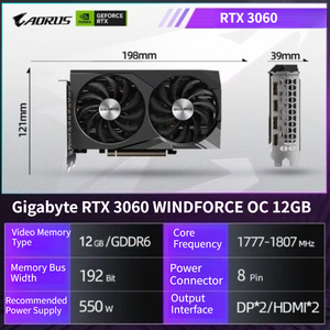 NOUVEAU <span class=keywords><strong>Gigabyte</strong></span> GDDR6 GPU GeForce RTX <span class=keywords><strong>3060</strong></span> WINDFORCE <span class=keywords><strong>OC</strong></span> 12G Composants d'ordinateur de jeu de bureau en stock - Product Image 2