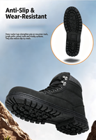 Bottes de travail en cuir noir avec logo personnalisé pour hommes, bottines à lacets avec col en textile, semelle antidérapante à crampons pour un usage décontracté, chaussures décontractées