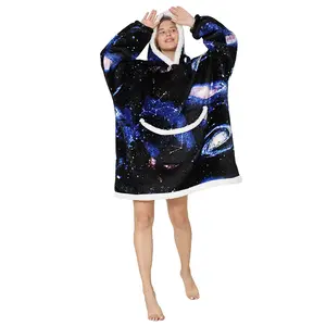 Толстовка оверсайз с капюшоном, одеяло, шерстяная толстовка, флисовая зимняя гигантская носимая Толстовка для телевизора, одеяло, 2023