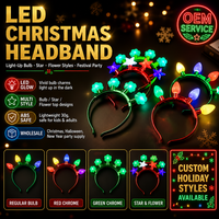 Lampu LED Natal Grosir, Headband Lampu Bunga Bintang Menyala, Perlengkapan Pesta Liburan, Pasokan Grosir