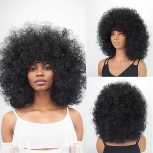 Perruques Courtes Bouclées <span class=keywords><strong>Afro</strong></span> pour Femmes Européennes et Américaines, en Fibre Haute Température, Fabriquées à la Machine, Effet Naturel et Volumineux, Modèle 8029C (OEM & ODM) - Product Image 2