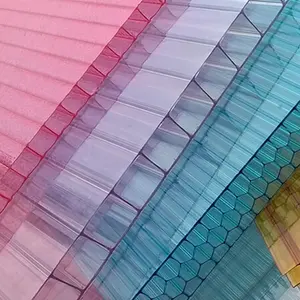 Wholesale Price Transparent Green Blue 8mm 10mm PC Roof Panel Polycarbonate Hollow Sheet For Greenhouse