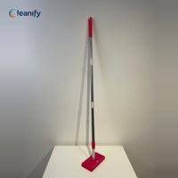Serpillère plate manuelle à clic en acier inoxydable à 3 sections, 101,5 cm, plaque 16x8 cm, pivotement à 360°, design ergonomique, recharges jetables