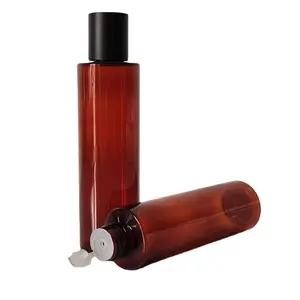 人気のプラスチック製の空の茶色のPETトナーローション化粧品包装150ml200mlスクリューキャップボトル、インナープラグ付き