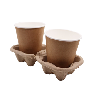 Dayanıklı hamuru Fiber tek kullanımlık bardak taşıyıcı tepsiler çevre dostu % 100% biyobozunur parçalanabilir teslimat tutucular - Product Image 4