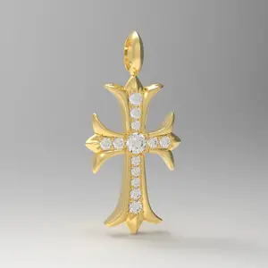 Bijoux plaqué or, collier avec pendentif en croix celtique