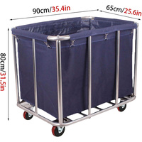 Panier à linge commercial robuste 11.35 boisseaux grand acier inoxydable doublé de toile imperméable amovible pour hôtels hôpitaux