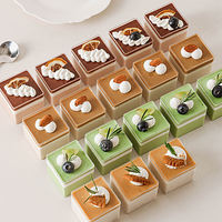 Mini boîte à gâteau carrée jetable avec couvercles dôme Emballage transparent en plastique PET de qualité alimentaire pour et Tiramisu