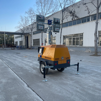 Prêt à être expédié : Tour d'éclairage mobile LED portable de 5m-7m-9m, alimentée en courant continu, avec moteur diesel, pour éclairage de chantier extérieur