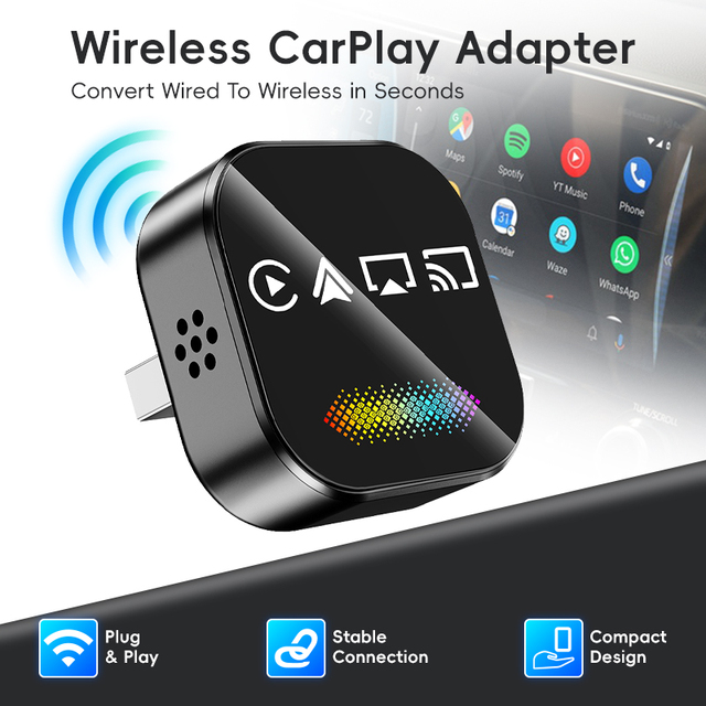 5.8GHz WiFi 4 in 1 Wireless CarPlay Adapter & Android Auto Dongle for Cars Supports Screen Mirroring AirPlay 3s Auto-Connect