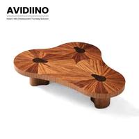 Table basse de salon en mosaïque de placage de noyer naturel, panneau multicouche E1 respectueux de l'environnement