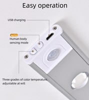 Lampe de placard ultra-mince à capteur de mouvement Sbikiniody, 80 LED blanches rechargeables, éclairage ondulé, pour cuisine, PC, USB