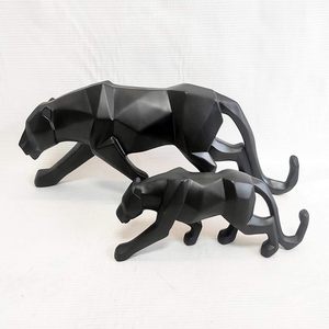 新家庭用品大チーター装飾像彫刻ミニ樹脂動物サファリ幾何学動物像 - Product Image 4
