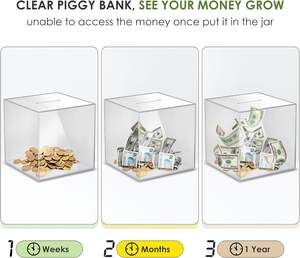 Akrilik şeffaf kumbara yetişkinler değişim kavanoz para kumbarası tarzı ile açık kumbara açılmamış gerçek vitrin rafı kırmak gerekir - Product Image 4
