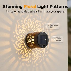 Proyector Solar Mandala con Logotipo Personalizado, Lámpara de Pared, 4 Piezas, Cambio de Color, IP65, LED, Impermeable, Decoración de Jardín Exterior de Metal - Product Image 5
