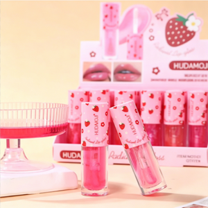 Set de Brillo Labial con Patrón de Fresas Rosadas, Hidratante, Brillante, Voluminizador, para Maquillaje Diario - Product Image 2