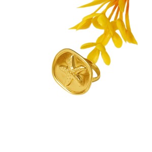 Nouvelle bague en acier titane en forme de cœur et de fleur pour femme, bague vintage dorée pour l'index, bijoux tendance - Product Image 2