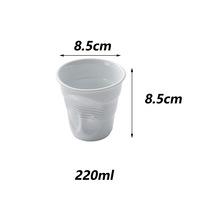 Tasse à café en céramique froissée irrégulière 200 ml, mug blanc froissé de style nordique français pour latte et thé de l'après-midi