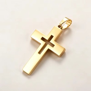 Collar con Colgante de Cruz Hueca en Acero Inoxidable, Colores Dorado, Plateado y Negro, Joyería Religiosa Minimalista, Regalo - Product Image 4