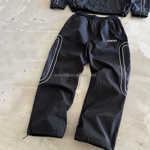 Custom Streetwear <b>Mens</b> Nylon Tracksuit <b>Men</b> <b>Pullover</b> Zipper <b>Jacket</b> and Nylon Track Pant Set 3m Reflective Jogging Windbreaker Set - Product Image 3